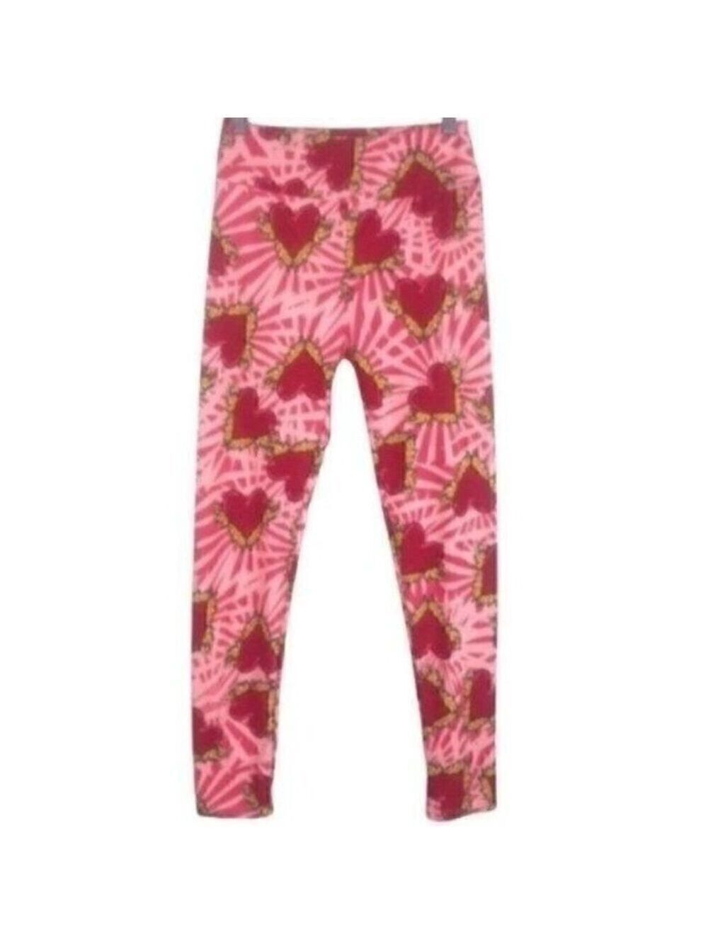 Lularoe pink red hearts legging OS Valentine’s Day Love Heart  ONE SIZE